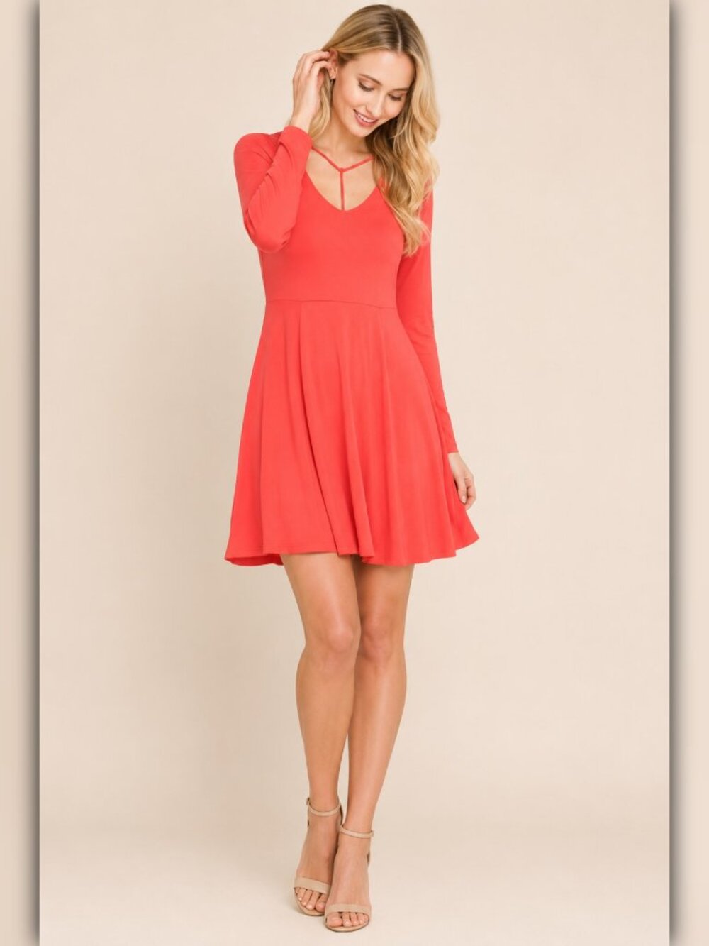 A422 • Bell Sleeve Cutout Skater Dress